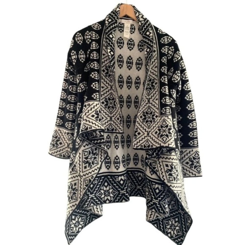 Elodie Women's Open Front Sweater Cardigan Small Duster Aztec Tribal Mohair Cozy